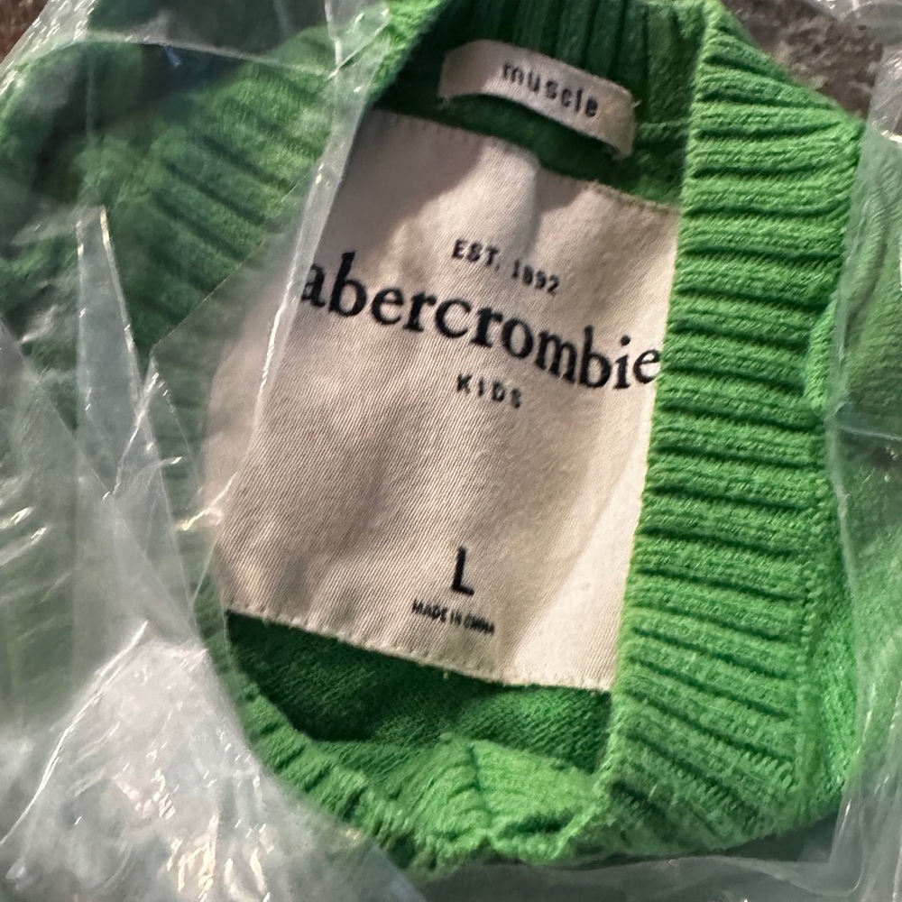 Abercrombie & Fitch Sweater Unisex LGreen Pullover‎ Muscle Cotton Casual - Picture 8 of 8